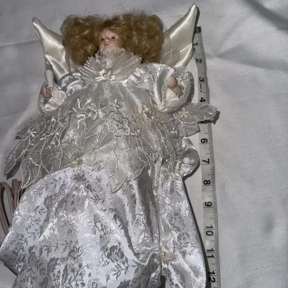 Vintage Animated Lighted‎ Angel Tree Topper Christmas Moving Head Hands Wings